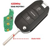 jingyuqin 433Mhz Remote Car Key For Peugeot 208 301 308 508 2008 5008 Hella Fit Citroen C3 C4 C4L ID46-7941 Chip HU83 VA2 Blade