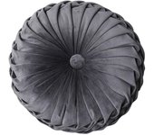 Cojín redondo relleno de terciopelo, cojín redondo plisado, cojín decorativo para sofá, silla, cama, coche (gris)