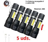 Mini Portable Flashlight Q5+COB Strong Light Zoom 3 Modes Torch Built In Battery USB Rechargeable Lamp Outdoor Camping Lantern