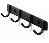 Perchero de pared, ganchos de diseño de acero inoxidable, ganchos de baño sólidos para dormitorio, oficina, color negro (