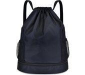 mochila con cordón, mochila portátil para deportes de ocio, bolsa impermeable con cordón (negro)