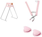 Pinzas para platos calefactores de cocina, pinzas para platos calefactores, pinzas para cuencos, guantes de silicona resistentes al calor, juego de 4 manoplas antiescaldaduras para cocina, color rosa