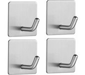 Gancho Adhesivo Cocina Acero Inoxidable Sin Perforación Toalla - Plata Mate