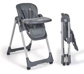 Ms - Trona Para Bebe Evolutiva Tasty - 7 Posiciones De Altura y 3 De Reclinación- Bandeja Extraíble y Reposapiés Regulable - Portatil, Plegable, Hasta 3 años - Gris Claro