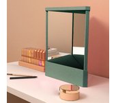 Espejo verdadero pequeño, espejo sin inversión, espejo de maquillaje de tocador verdadero de precisión, imágenes con reflejo real, diseño delgado, espejo de belleza de mesa sin aumento para su rostro, para tocador y belleza de maquillaje (Rosa-A, La