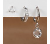 3PCS Sets Exquisite Stainless Steel Round Huggie Hoop Earrings For Women Fashion Minimal Triangle Stud Earrings Piercing Jewelry