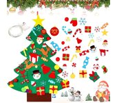Árbol de Navidad interactivo Everized para niños pequeños, árbol de Navidad Montessori de gran tamaño para pared para niños, juego de árbol de Navidad de fieltro interactivo para bricolaje con cadena de luces LED de 3 metros