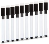 Rotuladores de pizarra blancos pequeños, 10 rotuladores de pizarra blancos negros con borrador, rotuladores de pizarra blancos de punta fina