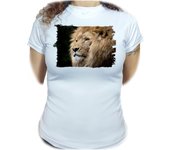 MERCHANDMANIA CAMISETA MUJER leon majestuoso salvaje selva savana feroz fiera woman tshirt