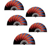 Paquete de 5 abanicos plegables grandes de 28 cm (2025), ideales para bailar en línea, ideal para eventos y fiestas (arcoíris).
