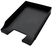 Bandeja de archivos A4 negra - Organizador de escritorio apilable - Bandeja de oficina de plástico - Porta archivos de papel - Cesta de correo