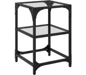 vidaXL Mesa de centro de acero y tapa vidrio transparente 30x30x45 cm Transparente, Negro, Mesita de Salón o Comedor o Auxiliar Mesa de Café Meuble Salón