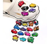 20 piezas de adornos para zapatos con temática de coches de dibujos animados, para zuecos, sandalias, zapatos Crocs, accesorios, regalos, recuerdos de fiesta.
