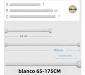 White 65-255cm Adjustable Stainless Steel Clothes Drying Rack No-Drill Telescopic Pole Curtain Rod for Balcony Bathroom