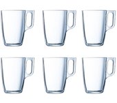 Luminarc Caja 6 Mugs Vidrio 32CL. Francia. Apto Lavavajillas.