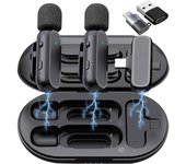 Micrófono con clip, con funda de carga, transmisión en vivo Móvil para iOS/Android