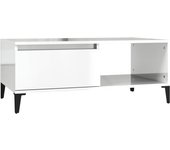 vidaXL Mesa de centro madera contrachapada 90x50x36,5 cm Blanco, Negro, Blanco brillante Mesita de Salón o Comedor o Auxiliar Mesa de Café Meuble Salón