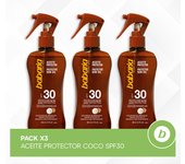 Babaria Pack 3x Aceite Protector Coco SPF30: Protección Solar y Potenciador del Bronceado para una Piel Radiante