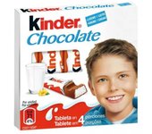 Barritas Kinder Chocolate T4 o  T8 - Chocolatinas con alto contenido en leche ideal para los más pequeños. A elegir entre cajitas con 4 o con 8 chocolatinas de 12,5 gramos cada una - Apto para celiacos - Caja de 20 cajitas de 4 barritas.
