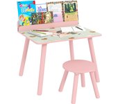 AIYAPLAY Mesa y Silla Infantiles de 2 Piezas Mesa Infantil con Silla y Estante para Libros Escritorio para Niños de +3 Años para Sala de Juegos