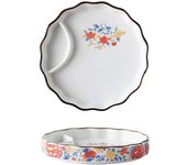 Platos de cerámica redondos japoneses con personalidad para cocina, espaguetis, sushi, plato principal, fruta, aperitivo, 6,5 pulgadas, 8,5 pulgadas (patrón: peonía Jin Cai, tamaño: 8,5 pulgadas)