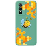 Funda Silicona Líquida Verde para Vivo Y76 5G diseño Abeja Dibujos