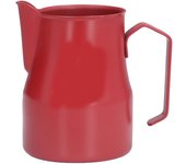 Taza para espumar leche con salida de olécranon y boca de extracción con diseño de calavera, jarra para espumar leche de acero inoxidable, 550 ml, color rojo