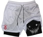 Anime Baki Hanma Gym Shorts Men Women Fitness Manga Print 2 in 1 Sports Performance Shorts Workout Quick Dry Mesh Short Pants