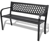 vidaXL Banco de jardín de acero negro 118 cm