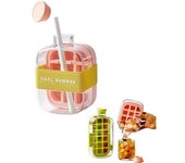 Cubitera portátil con tapa y recipiente, 500/800 ml, sin contacto, fácil de liberar, perfecta para café, jugos y bebidas.