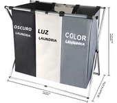 1pc Foldable Laundry Basket 3 Grids Foldable Laundry Basket Organizer for Dirty Clothes Laundry Hamper Large Folding Basket