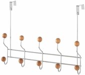 Dcasa Percha de baño para puerta plateada de metal con 10 colgadores nórdicade 40x30 cm