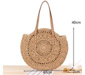 Bolso de hombro de paja hecho a mano vintage Bohemian Round Beach Bag Summer Casual Rattan Circle Rafia Bag for Women