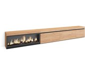 Skraut Home - Mueble TV - Televisión - Muebles de salón - almacenaje adicional - 317x35x45cm - Chimenea eléctrica XXL efecto fuego 3d - Estilo Moderno - color Roble