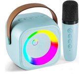 Máquina de karaoke para niños y adultos, mini altavoz portátil de karaoke con Bluetooth, 1 Micrófono inalámbrico y Luz