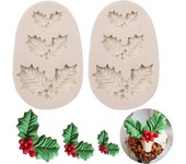 2 piezas de Moldes de silicona con forma de Hojas de Acebo para Navidad, Moldes para fondant con forma de hoja, Moldes para Padres de chocolate para hornear, chocolate, Dulces y Azúcar