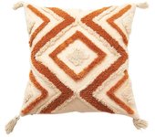 Boho Throw Funda de Almohada 18x18 Decorativo Hogar Funda de Almohadilla Irregular Rómbica Celosía Tufted Funda de Almohadilla Decorativa