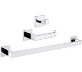 VALAZ Accesorios de baño cuadrados en cromo Toallero+ Percha+ Portarollos