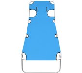 vidaXL Tumbona plegable de acero y cojín de cabeza acero Gris, Taupé, Azul Sillas de Exterior Ideal para jardín, playa, piscina, terraza Tumbona Piscina Tumbonas Playa Tumbonas Jardín Exterior