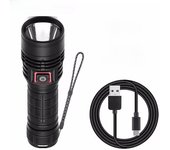 Strong white light outdoor type c rechargeable flashlight fixed focus waterproof for mountaineering, night walking, fishing