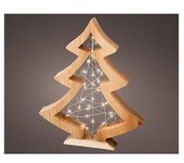 Mini abeto microLED de madera 36 LEDs Luz blanca cálida (fija) 22x3,5x27cm LUMINEO