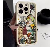 Case For iPhone 13 Cases iPhone 14 Pro Max Case Black Mushroom Silicone Phone Case For iPhone 15 12 11 XS X XR 7 8 Plus SE Cover