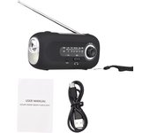 Radio Solar De Manivela Con Alarma SOS AM/FM Para Emergencias Radio Portátil Con Batería Recargable 4 Modos Y Linterna