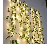12/10/2m Fake Green Leaf Ivy Vine with LED Lights Home Bedroom Decor Wedding Glowing Artifical Plant Garland Home Decor