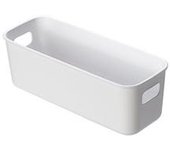 3 Piezas Caja de Almacenamiento, Cajas Organizadoras de Plastico, Cestas Organizadoras con Asas Pequeños de Almacenaje para Cocina, Armario, Oficina, Baño (23.5×9×8cm)