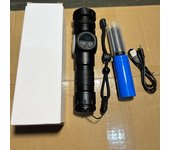 Linterna de luz láser blanca potente con pantalla de carga tipo C, luz lateral COB magnética fuerte, interruptor doble, linterna LED