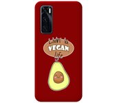 Funda Silicona Líquida Roja para Vivo Y70 diseño Vegan Life Dibujos