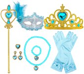 Kids Princess Cosplay Costume Plastic Crystal Tiara Snowflake Jewelry Necklace Earrings Kit Girl Elsa Anna Party Dress Accessory