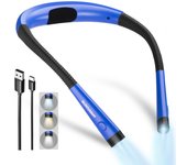 Glocusent Book Light, 3-Color&6-Brightness Reading Light, Bendable Neck Light,Rechargeable Perfect Book Light for Reading in Bed
