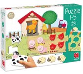 Puzzle de cartón y madera La Granja Goula 53438 Diset para edad preescolar